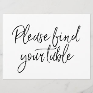 Invitation "Veuillez trouver votre table" Enseigne Lettrée Él