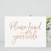 Invitation "Veuillez trouver votre table " Enseigne Stylée Ro (Debout devant)