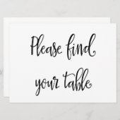 Invitation "Veuillez trouver votre table" Panneau de table de (Devant / Derrière)