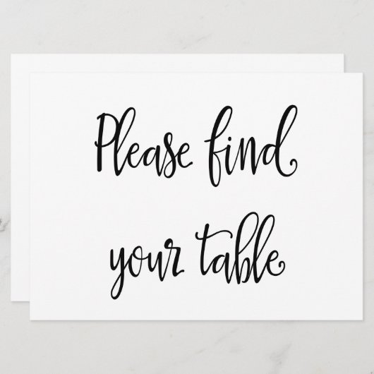 Invitation "Veuillez trouver votre table" Panneau de table de (Devant / Derrière)