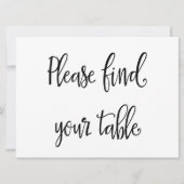 Invitation "Veuillez trouver votre table" Panneau de table de (Devant)