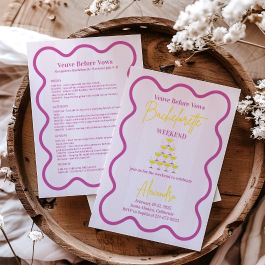 Invitation Veuve Avant Vows Bachelorette Week-end Itinéraire