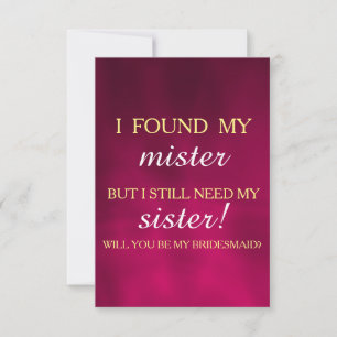 Invitation Veux-tu être ma demoiselle d'honneur ?