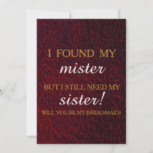 Invitation Veux-tu être ma demoiselle d'honneur?