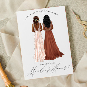 Invitation Veux-tu être ma demoiselle d'honneur? Filles en ro
