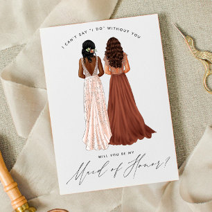 Invitation Veux-tu être ma demoiselle d'honneur? Filles en ro