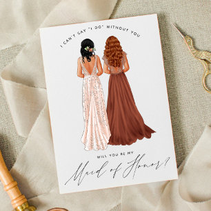 Invitation Veux-tu être ma demoiselle d'honneur? Filles en ro