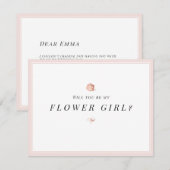 Invitation Veux-tu être ma petite fille aux fleurs minimalist (Devant / Derrière)
