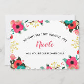 Invitation Veux-tu être notre Fille des Fleurs ? Florale Mode (Devant)