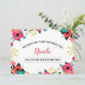 Invitation Veux-tu être notre Fille des Fleurs ? Florale Mode (Debout devant)