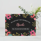 Invitation Veux-tu être notre Fille des Fleurs ? Moderne Flor (Debout devant)