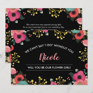 Invitation Veux-tu être notre Fille des Fleurs ? Moderne Flor
