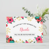 Invitation Veux-tu être notre Fille des Fleurs ? Moderne Flor (Debout devant)