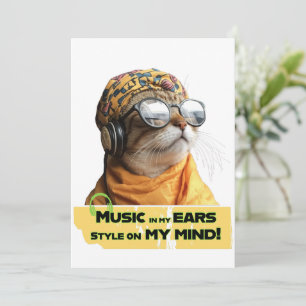 Invitation Vibes de chat cool Hipster Kitty avec casque