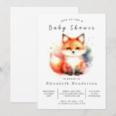 Invitation Vibes de forêt Décor Baby shower Fox (Devant / Derrière)