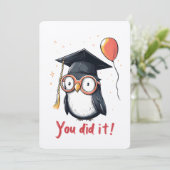 Invitation Vibes De Graduation De Pingouin Smarty - Vous L'Av (Debout devant)