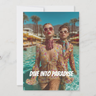 Invitation Vibes de la partie de la piscine tropicale Glam