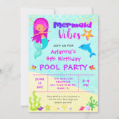 Invitation Vibes de mignonne sirène fête d'anniversaire de la (Devant)
