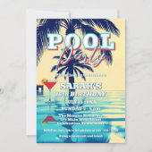 Invitation Vibes d'été Pool Party avec Palm Trees & Cocktail (Devant)