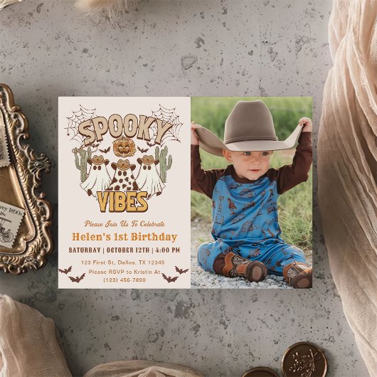 Invitation Vibes éffrayantes 1er anniversaire Western Party P
