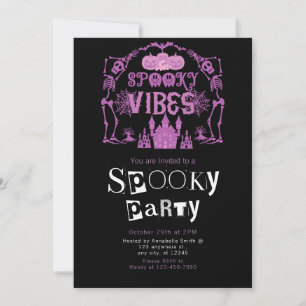 Invitation Vibes éffrayantes Bats de squelette Haunted Hallow