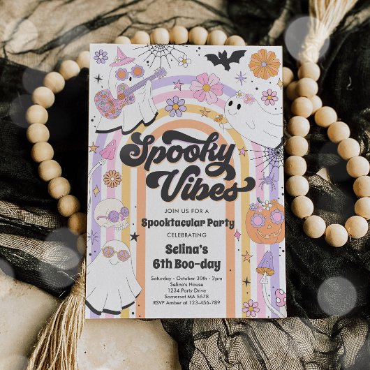 Invitation Vibes éffrayantes Halloween mignonne Fantôme Super