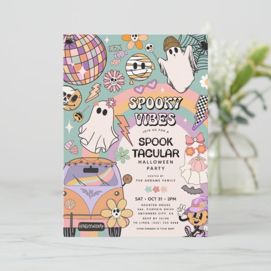Invitation Vibes éffrayantes Retro Amusement Halloween (Debout devant)
