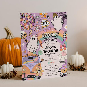 Invitation Vibes éffrayantes Retro Amusement Halloween