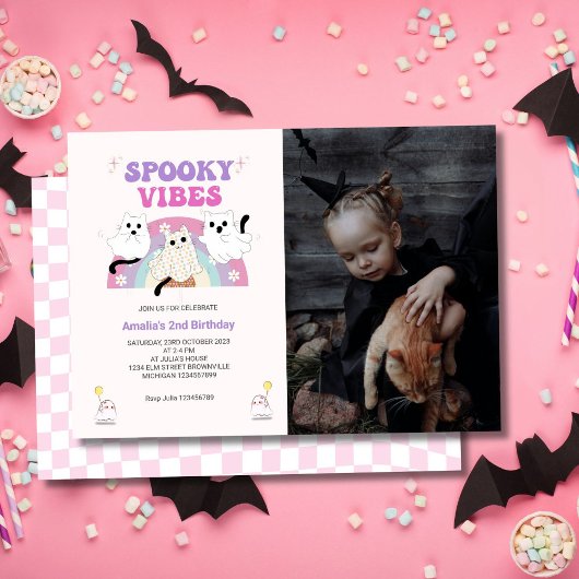 Invitation Vibes éffrayantes Retro Halloween Fantôme Annivers