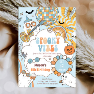 Invitation Vibes éffrayantes Retro Halloween Party Boy Annive