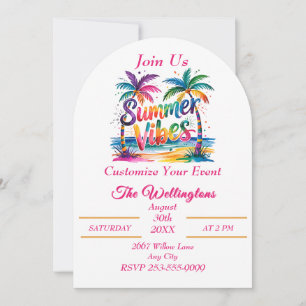 Invitation Vibes été Tropical Palm Tree Ocean Personnaliser