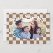 Invitation Vibes joyeuses rétro groovy avec carreaux de Buffa (Devant)