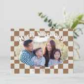 Invitation Vibes joyeuses rétro groovy avec carreaux de Buffa (Debout devant)