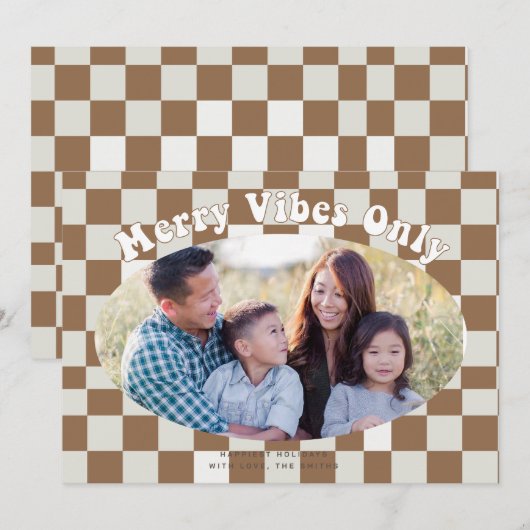 Invitation Vibes Joyeuses Rétro Groovy uniquement avec carrea (Devant / Derrière)