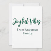 Invitation Vibes joyeux Noël vert nom de famille (Dos)