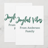 Invitation Vibes joyeux Noël vert nom de famille (Devant / Derrière)