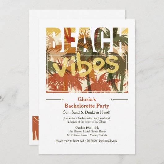 Invitation Vibes Plage (Devant / Derrière)