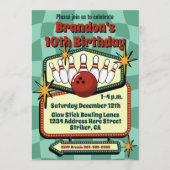 Invitation Vibes Rétro Funky Anniversaire Bowling Pré-Ados (Devant)