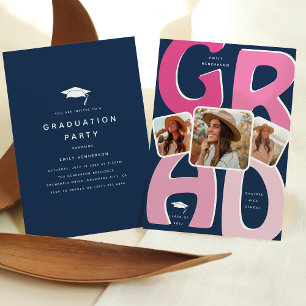 Invitation Vibes rétro pour une fête intemporelle ! Diplôme