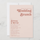 Invitation Vibes rétro simples | Brunch Mariage rose pâle (Devant)