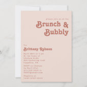 Invitation Vibes rétro simples | Brunch rose pâle et mousseux (Devant)