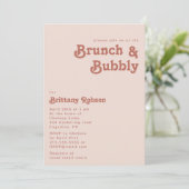 Invitation Vibes rétro simples | Brunch rose pâle et mousseux (Debout devant)