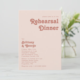 Invitation Vibes rétro simples   Dîner de répétition rose pâl