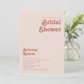 Invitation Vibes rétro simples | Fête des mariées rose pâle (Debout devant)