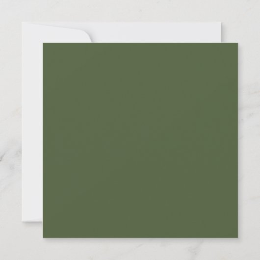 Invitation Vibes rétro simples | Mariage Carré vert olive (Dos)
