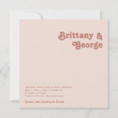Invitation Vibes rétro simples | Mariage de Carré rose (Devant)