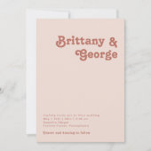 Invitation Vibes rétro simples | Mariage Décontracté rose pâl (Devant)
