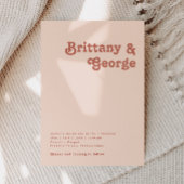 Invitation Vibes rétro simples | Mariage Décontracté rose pâl