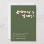 Invitation Vibes rétro simples | Mariage Décontracté vert oli (Devant)