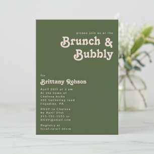 Invitation Vibes rétro simples   Olive Green Brunch et Bubbly